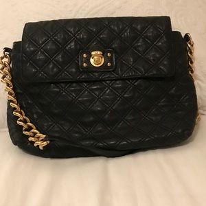 Marc Jacobs black leather quilted chain strap bag